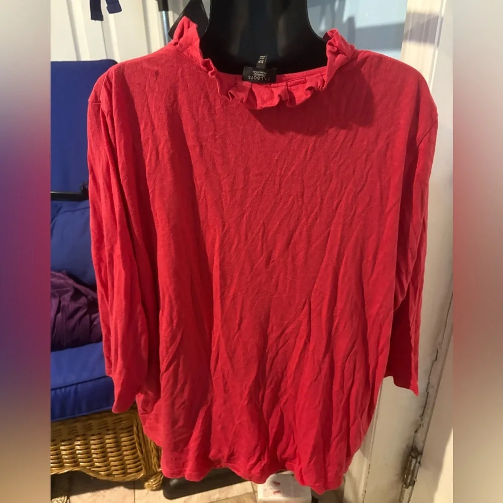 Talbots Red Ruffle Top - Picture 2 of 3